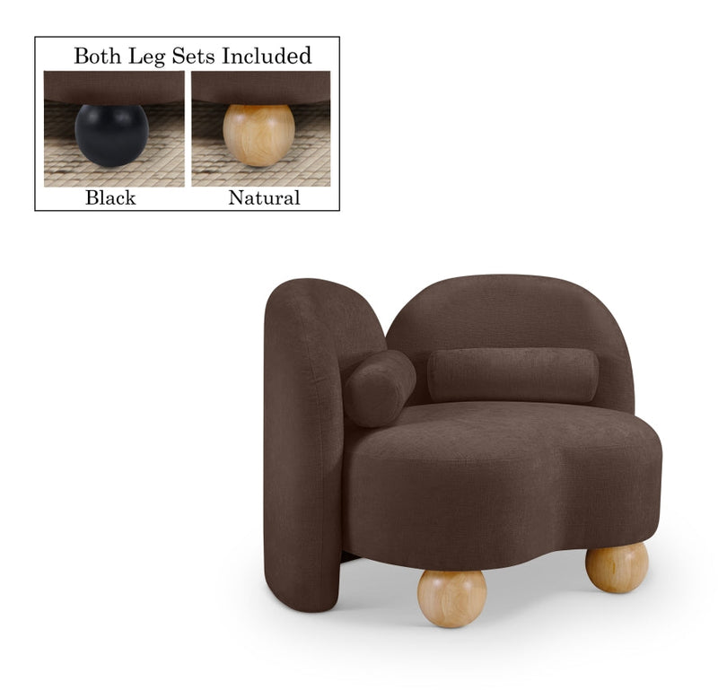 Daphne Chenille Fabric Upholstered Chair in Brown - 44001Brown-C