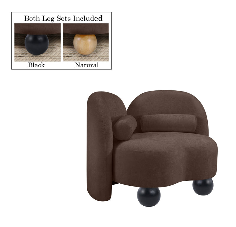 Daphne Chenille Fabric Upholstered Chair in Brown - 44001Brown-C