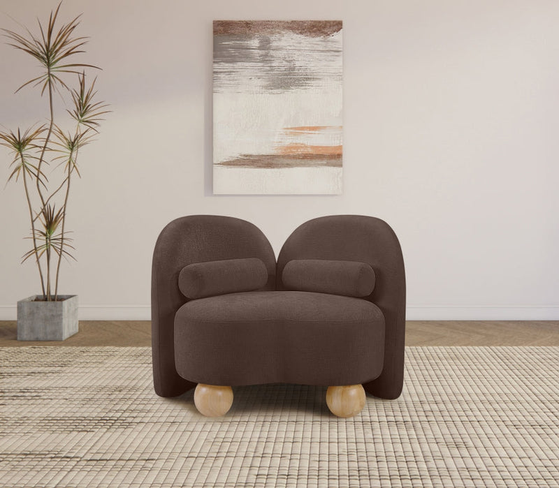 Daphne Chenille Fabric Upholstered Chair in Brown - 44001Brown-C