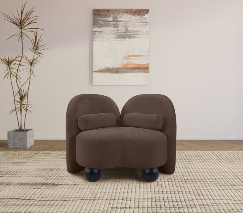 Daphne Chenille Fabric Upholstered Chair in Brown - 44001Brown-C
