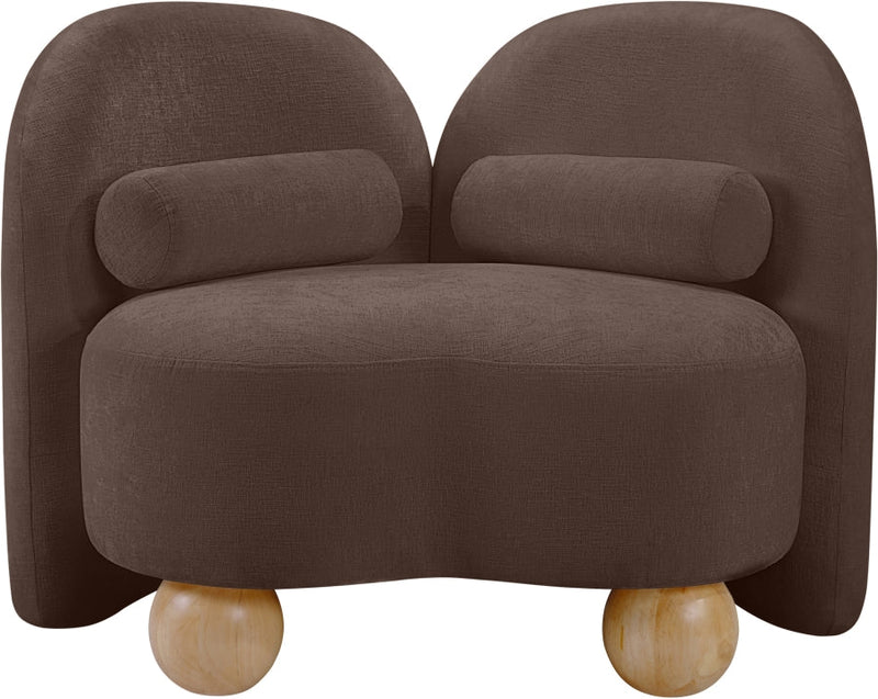 Daphne Chenille Fabric Upholstered Chair in Brown - 44001Brown-C