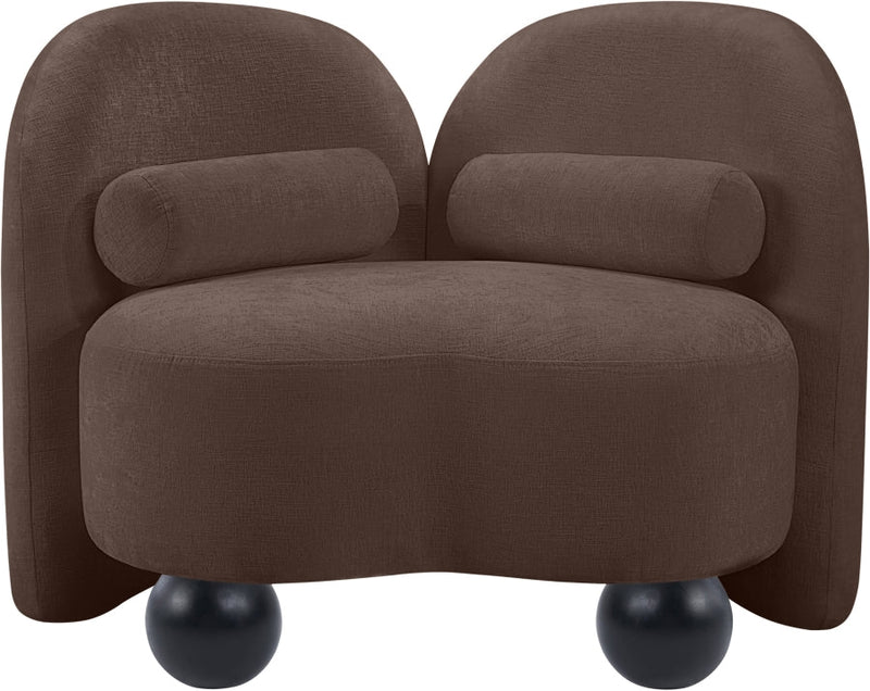 Daphne Chenille Fabric Upholstered Chair in Brown - 44001Brown-C
