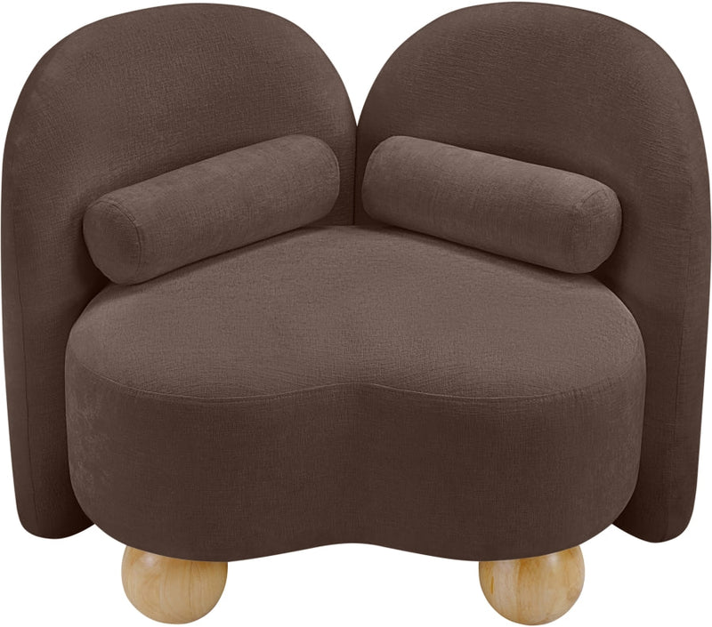 Daphne Chenille Fabric Upholstered Chair in Brown - 44001Brown-C