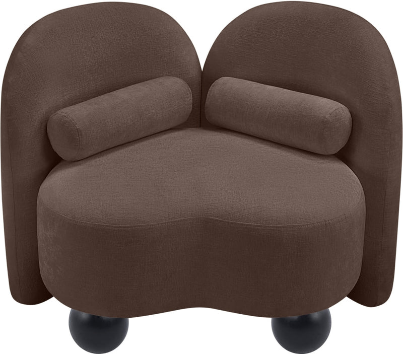 Daphne Chenille Fabric Upholstered Chair in Brown - 44001Brown-C
