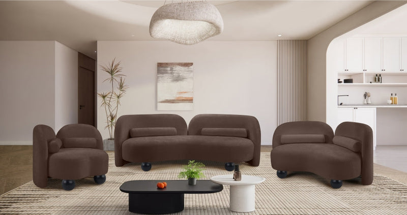 Daphne Chenille Fabric Upholstered Chair in Brown - 44001Brown-C