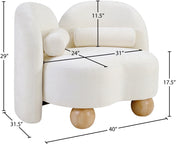 Daphne Chenille Fabric Upholstered Chair in Cream - 44001Cream-C