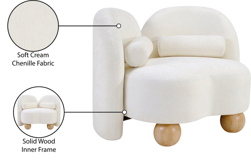 Daphne Chenille Fabric Upholstered Chair in Cream - 44001Cream-C