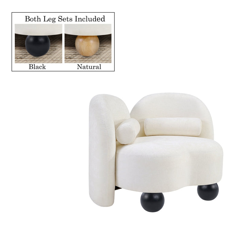 Daphne Chenille Fabric Upholstered Chair in Cream - 44001Cream-C