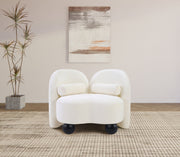 Daphne Chenille Fabric Upholstered Chair in Cream - 44001Cream-C