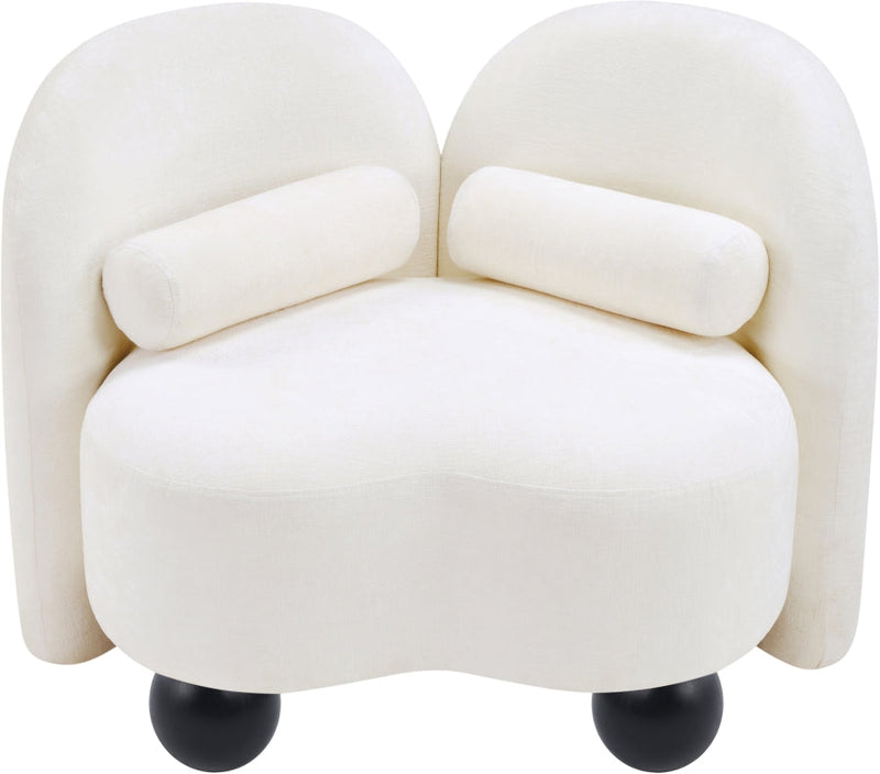 Daphne Chenille Fabric Upholstered Chair in Cream - 44001Cream-C