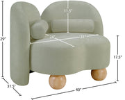 Daphne Chenille Fabric Upholstered Chair in Mint - 44001Mint-C