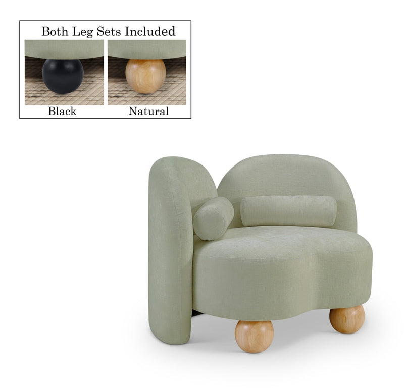 Daphne Chenille Fabric Upholstered Chair in Mint - 44001Mint-C
