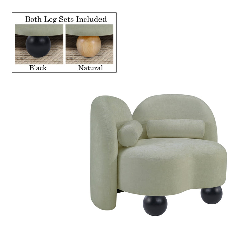 Daphne Chenille Fabric Upholstered Chair in Mint - 44001Mint-C
