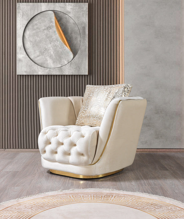 Daphne Ivory Velvet Chair - DAPHNE CHAIR-IVORY