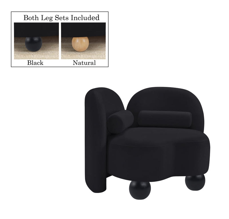 Daphne Velvet Upholstered Chair in Black - 44002Black-C