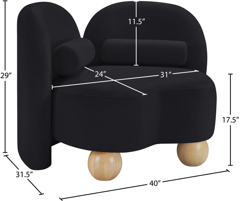 Daphne Velvet Upholstered Chair in Black - 44002Black-C