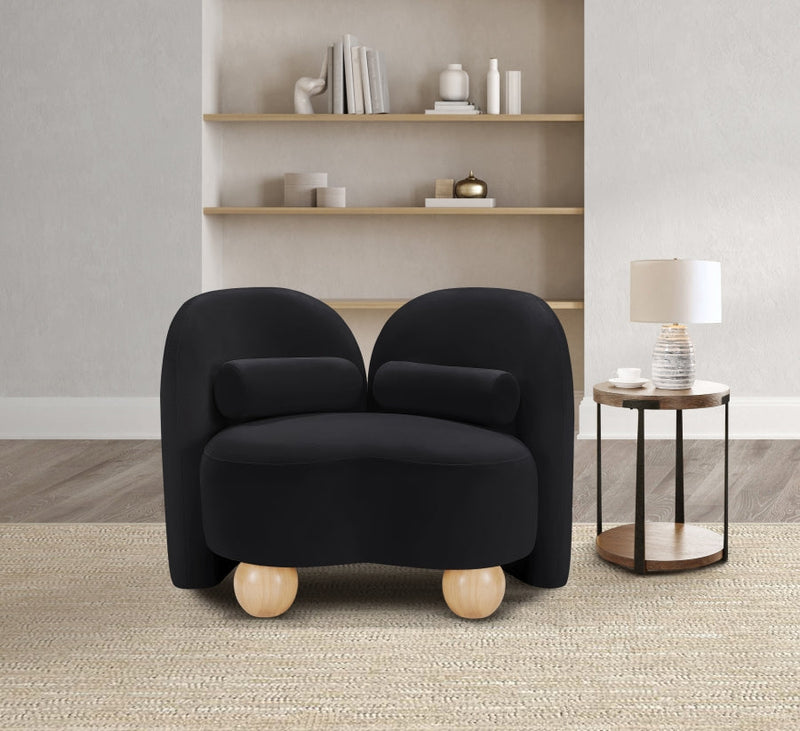 Daphne Velvet Upholstered Chair in Black - 44002Black-C