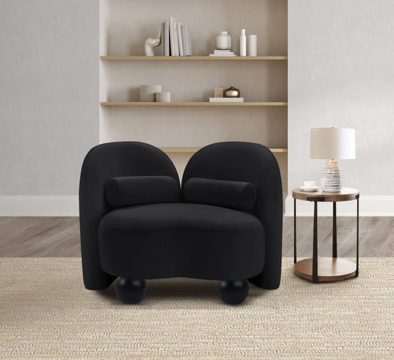 Daphne Velvet Upholstered Chair in Black - 44002Black-C