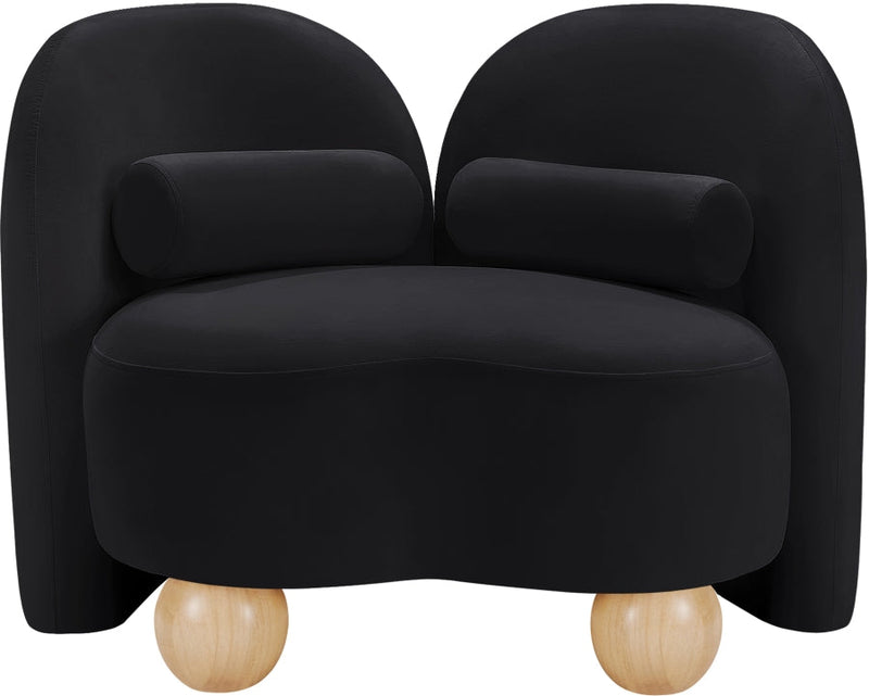 Daphne Velvet Upholstered Chair in Black - 44002Black-C