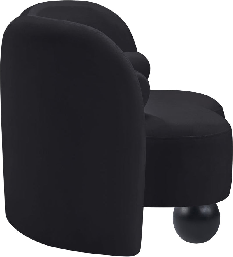 Daphne Velvet Upholstered Chair in Black - 44002Black-C