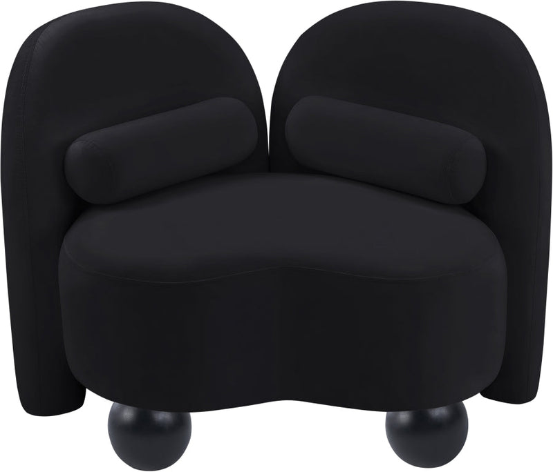 Daphne Velvet Upholstered Chair in Black - 44002Black-C