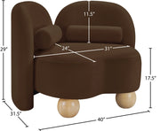 Daphne Velvet Upholstered Chair in Brown - 44002Brown-C