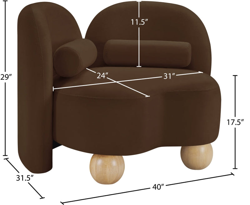 Daphne Velvet Upholstered Chair in Brown - 44002Brown-C