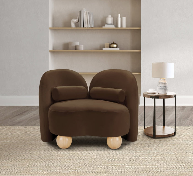 Daphne Velvet Upholstered Chair in Brown - 44002Brown-C
