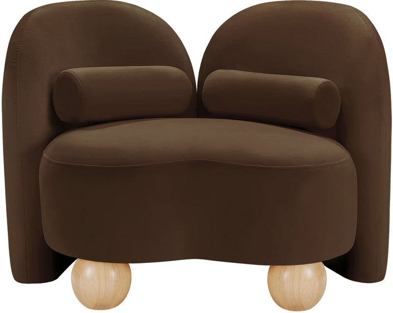 Daphne Velvet Upholstered Chair in Brown - 44002Brown-C