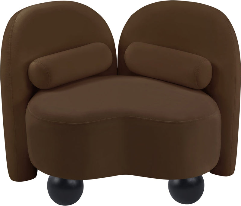Daphne Velvet Upholstered Chair in Brown - 44002Brown-C