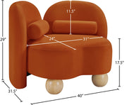 Daphne Velvet Upholstered Chair in Cognac - 44002Cognac-C