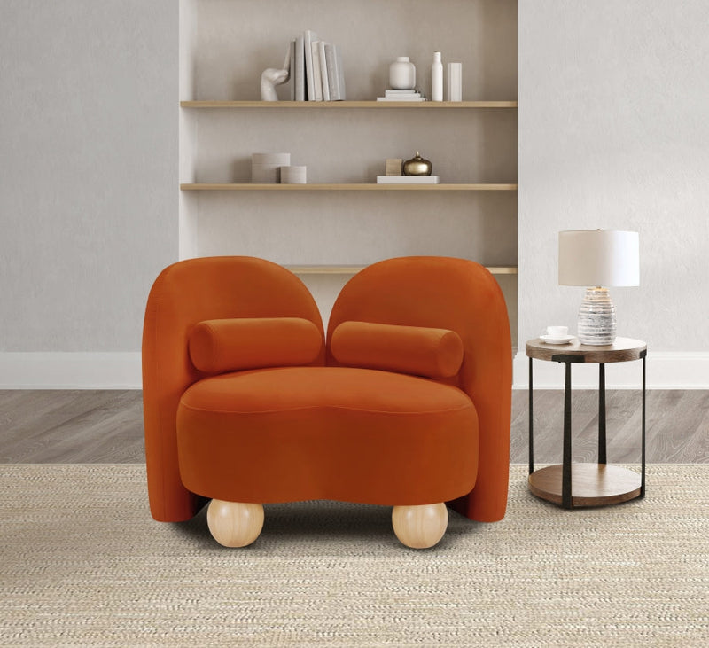 Daphne Velvet Upholstered Chair in Cognac - 44002Cognac-C