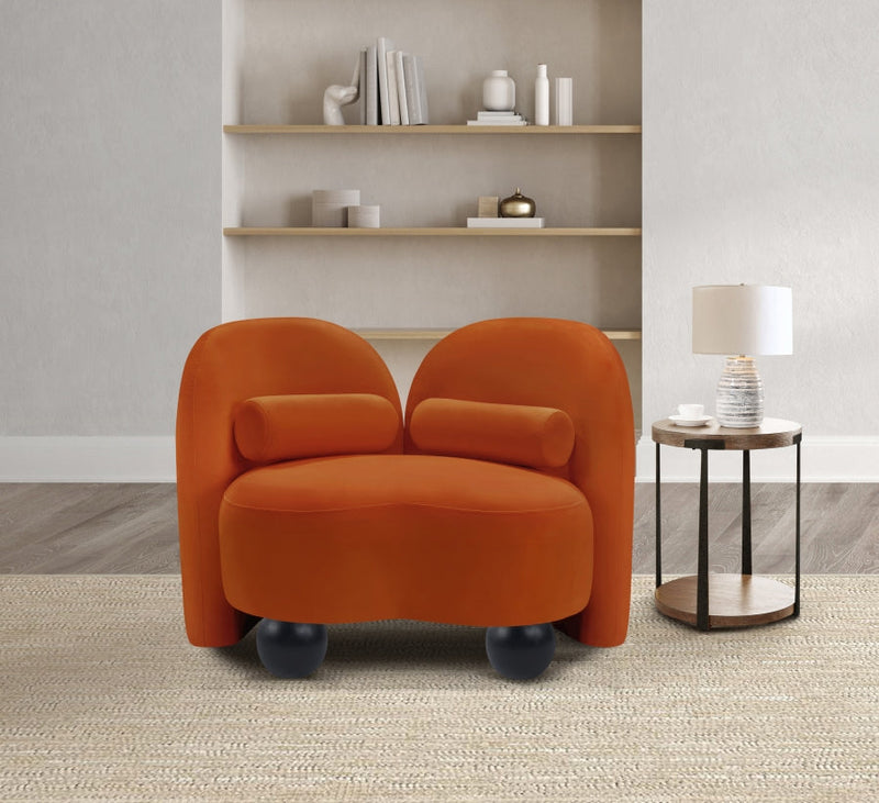 Daphne Velvet Upholstered Chair in Cognac - 44002Cognac-C