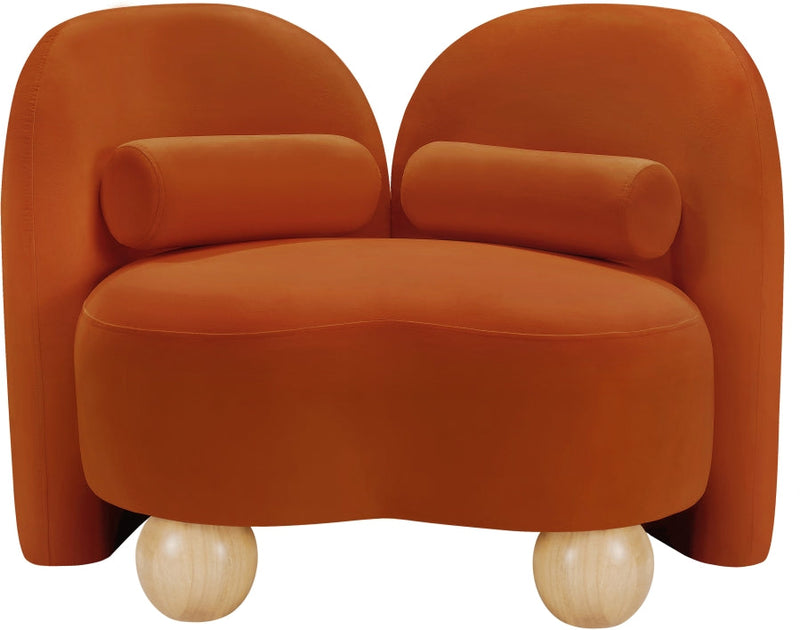 Daphne Velvet Upholstered Chair in Cognac - 44002Cognac-C