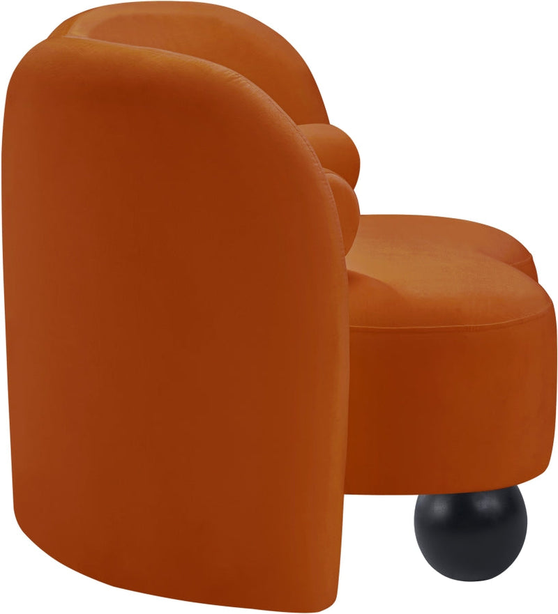 Daphne Velvet Upholstered Chair in Cognac - 44002Cognac-C