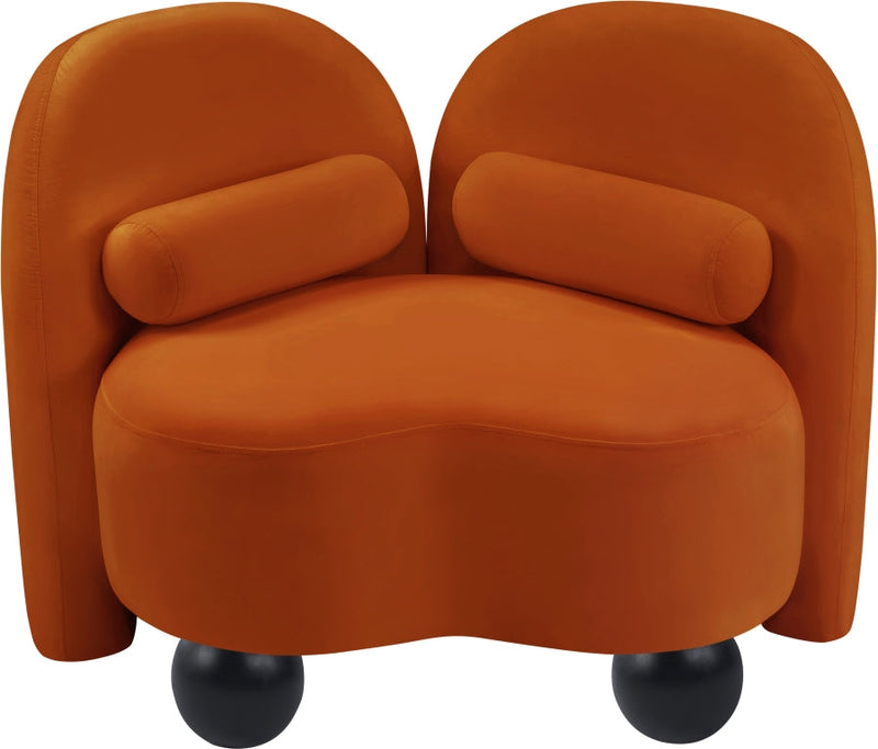 Daphne Velvet Upholstered Chair in Cognac - 44002Cognac-C