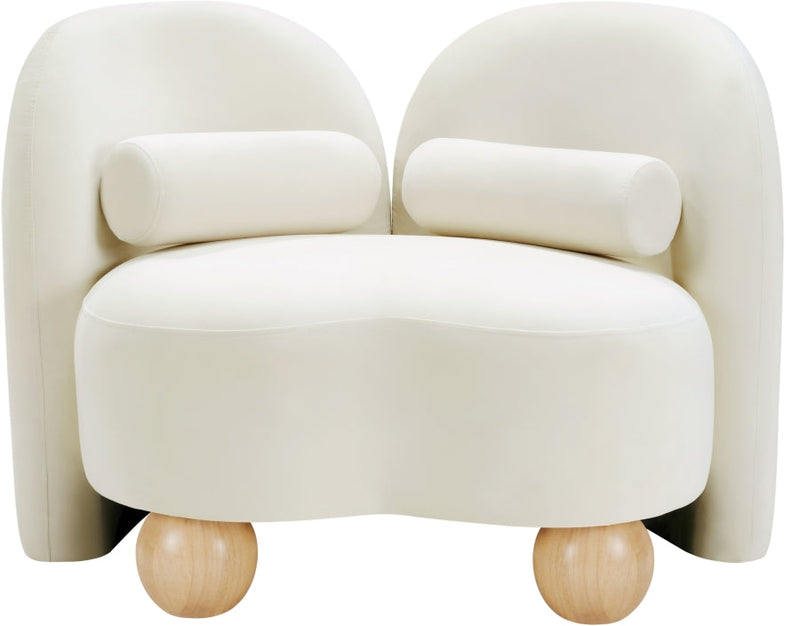 Daphne Velvet Upholstered Chair in Cream - 44002Cream-C