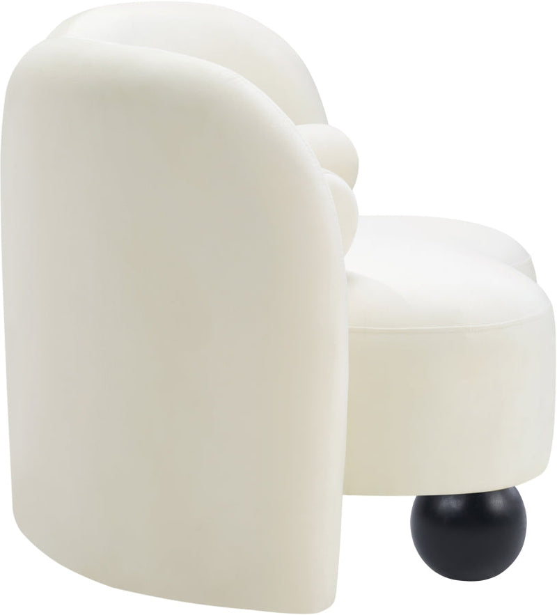 Daphne Velvet Upholstered Chair in Cream - 44002Cream-C