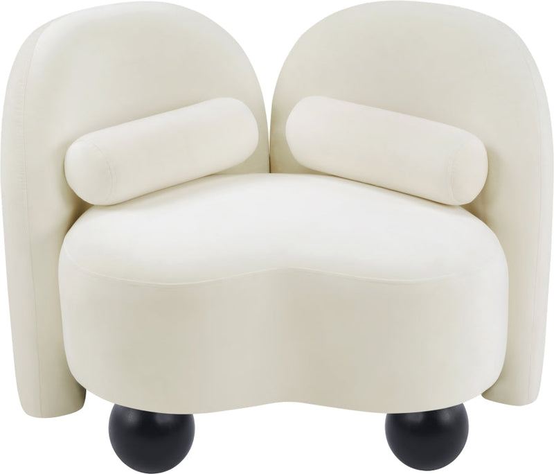 Daphne Velvet Upholstered Chair in Cream - 44002Cream-C