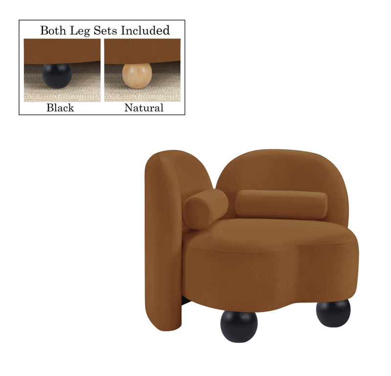 Daphne Velvet Upholstered Chair in Saddle - 44002Saddle-C