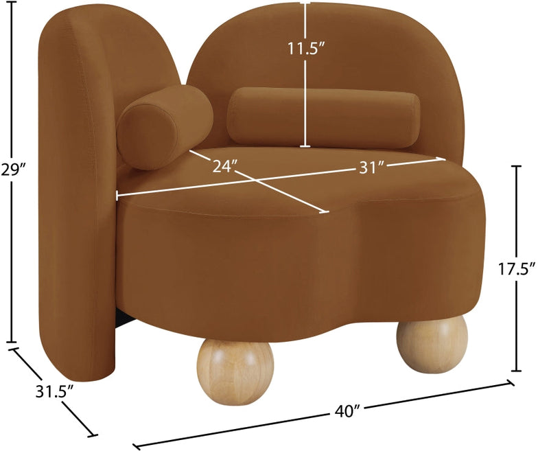 Daphne Velvet Upholstered Chair in Saddle - 44002Saddle-C