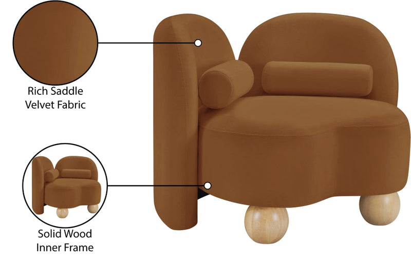 Daphne Velvet Upholstered Chair in Saddle - 44002Saddle-C
