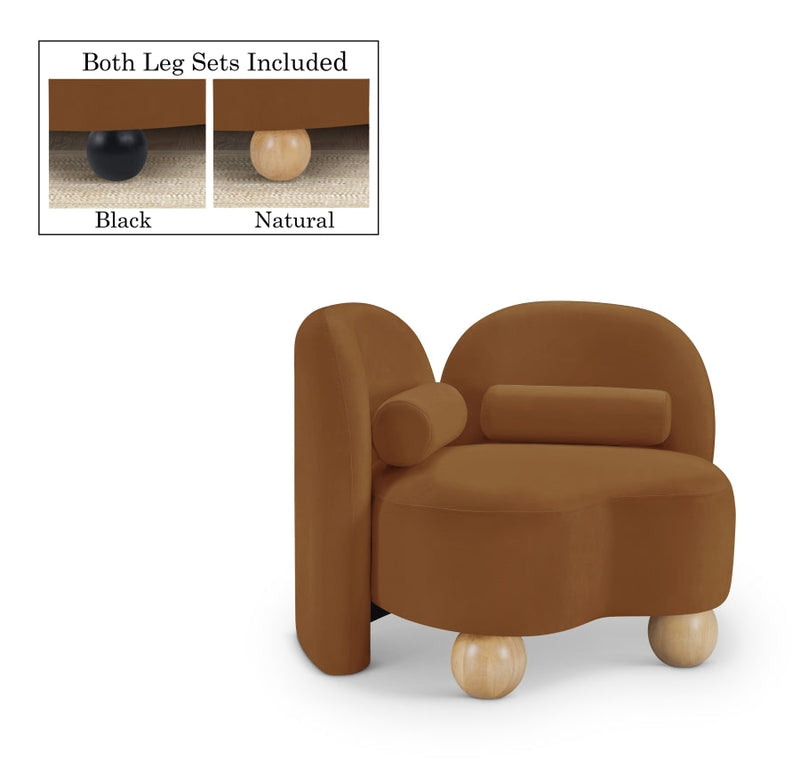 Daphne Velvet Upholstered Chair in Saddle - 44002Saddle-C