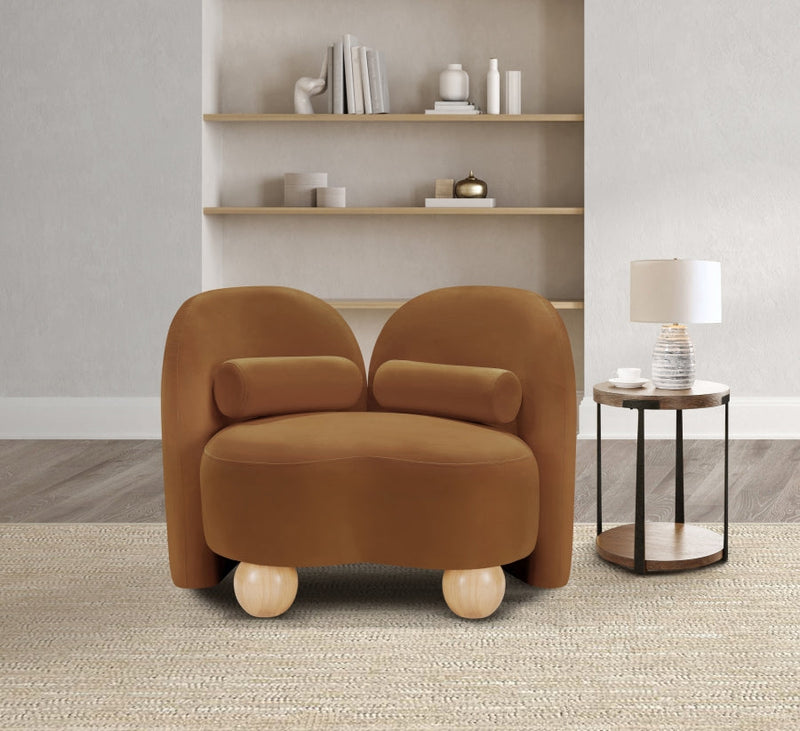 Daphne Velvet Upholstered Chair in Saddle - 44002Saddle-C