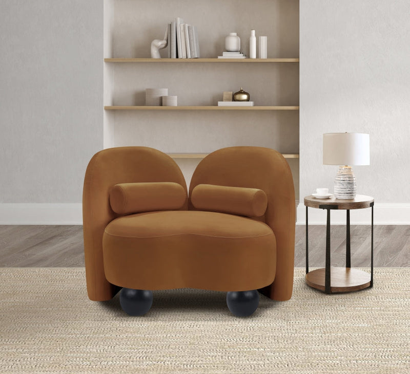Daphne Velvet Upholstered Chair in Saddle - 44002Saddle-C