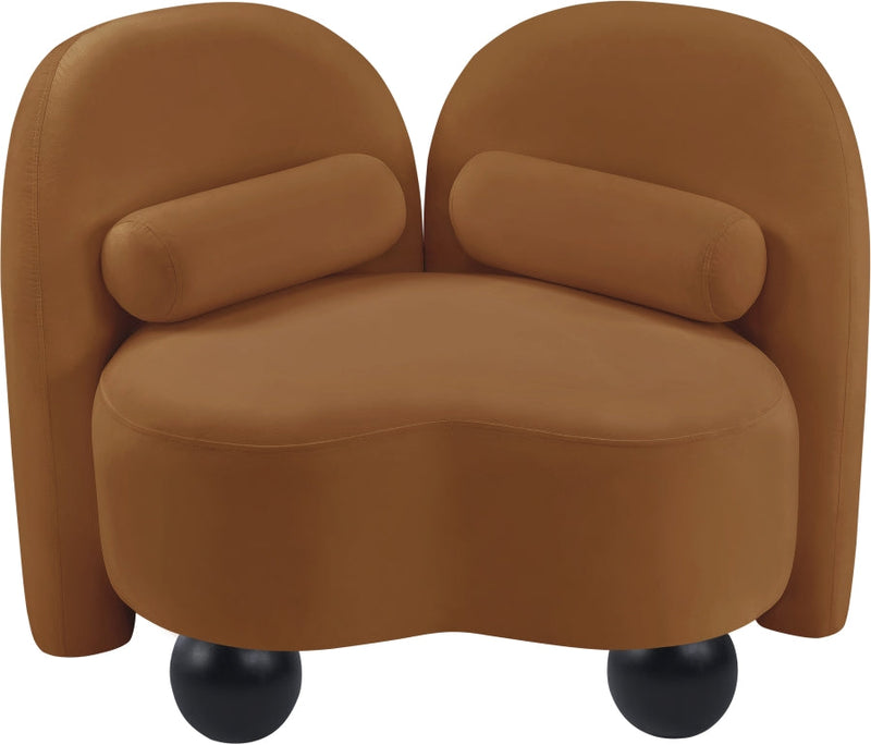 Daphne Velvet Upholstered Chair in Saddle - 44002Saddle-C