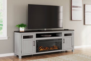 Darborn Gray/Brown 88" TV Stand with Electric Fireplace - Gate FurnitureTV Stand