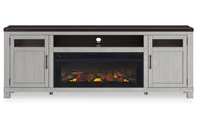 Darborn Gray/Brown 88" TV Stand with Electric Fireplace - Gate FurnitureTV Stand