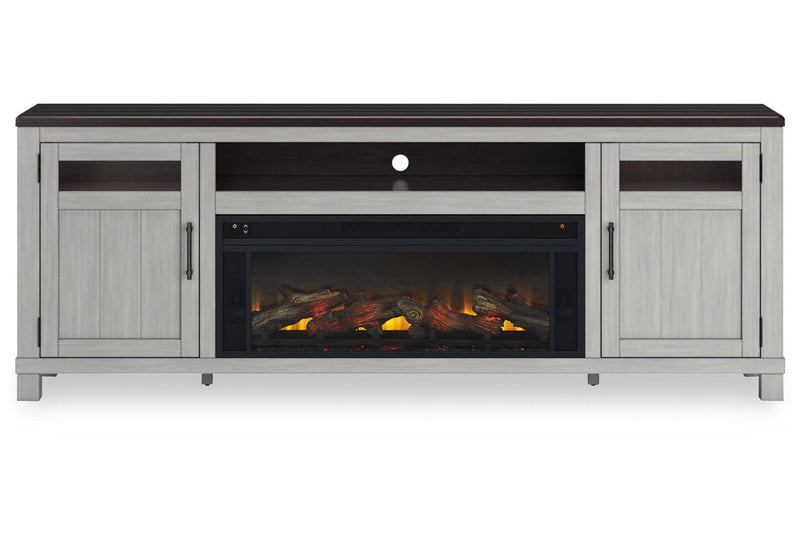 Darborn Gray/Brown 88" TV Stand with Electric Fireplace - Gate FurnitureTV Stand