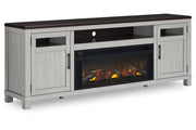Darborn Gray/Brown 88" TV Stand with Electric Fireplace - Gate FurnitureTV Stand